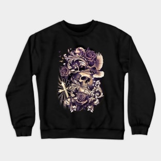 SKULL with Dove Cross Flowers Religious Tattoo Art Crewneck Sweatshirt